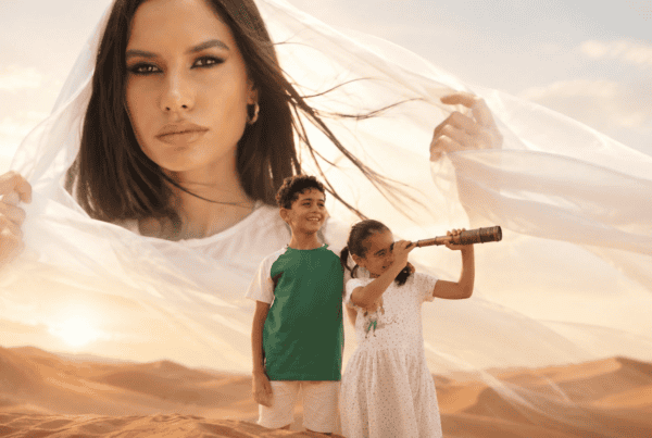 Children in desert veils, Centrepoint Saudi National Day film