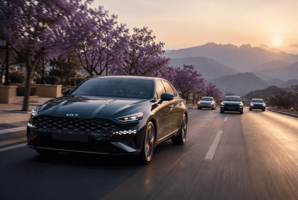 Kia driving on an open road, Safia Al Shehi voiceover campaign