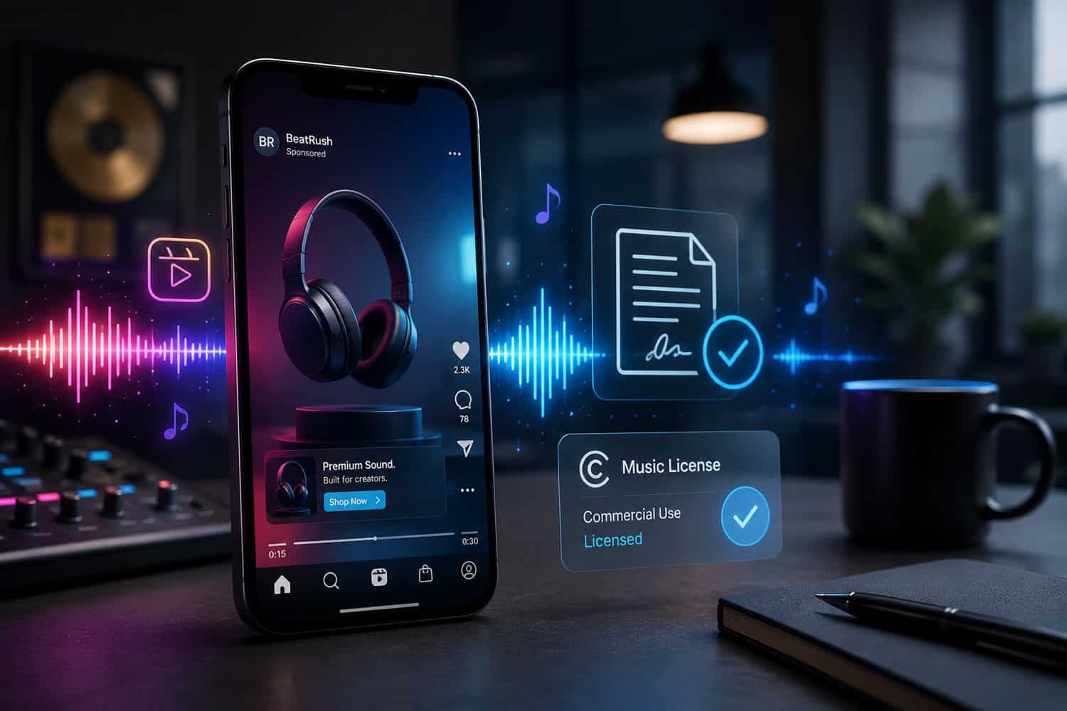 Using music in business advertisements on Instagram