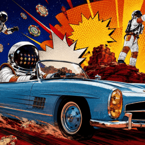 Astronaut in a casino, Kapow Casino campaign artwork