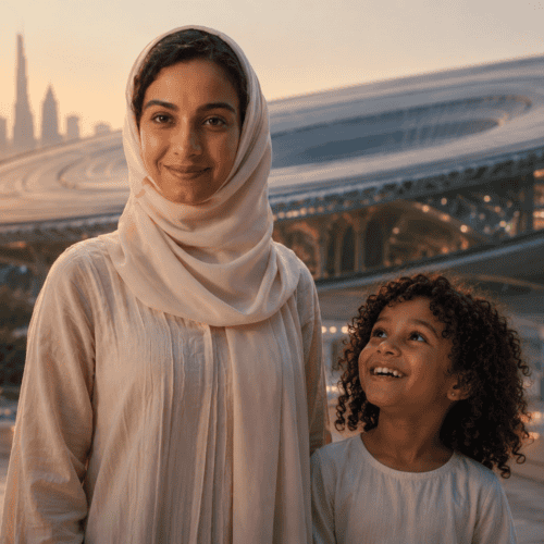 Family at the Visit Terra pavilion, Expo City Dubai