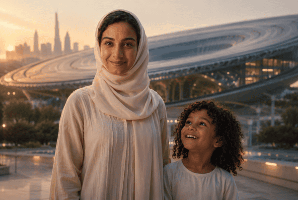 Family at the Visit Terra pavilion, Expo City Dubai